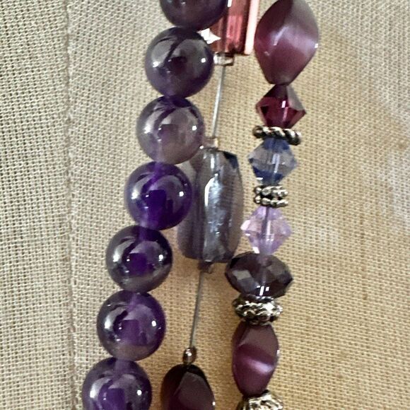 Artisan Amethyst & Crystal Three-Strand Necklace - Picture 5 of 9
